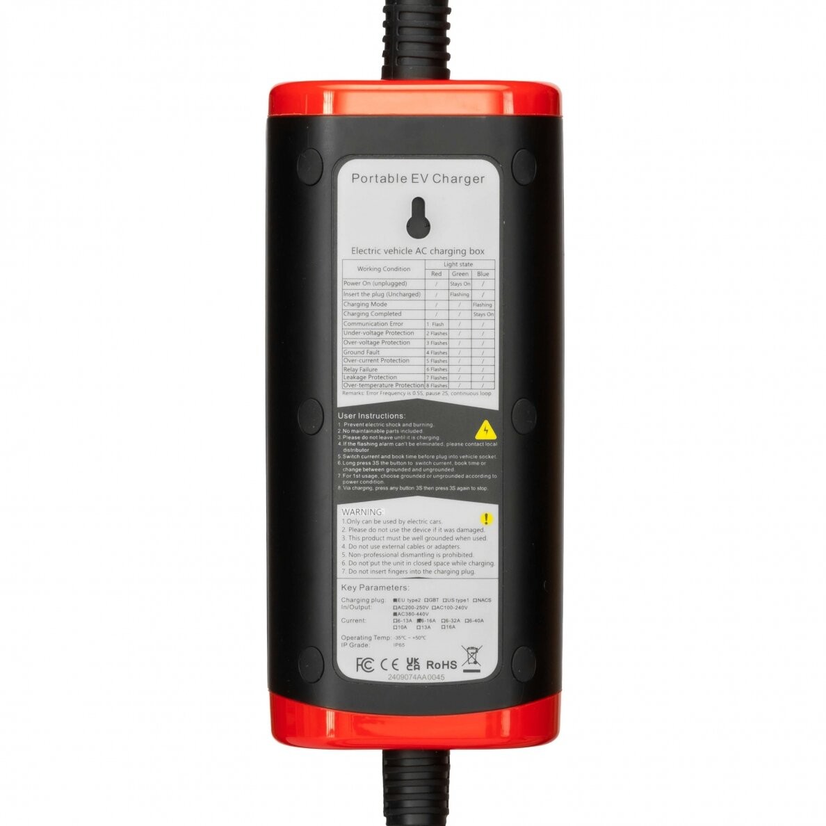 Įkrovimo laidas 480 V - type 2 ( 16A, 3 fazės 11 kW)