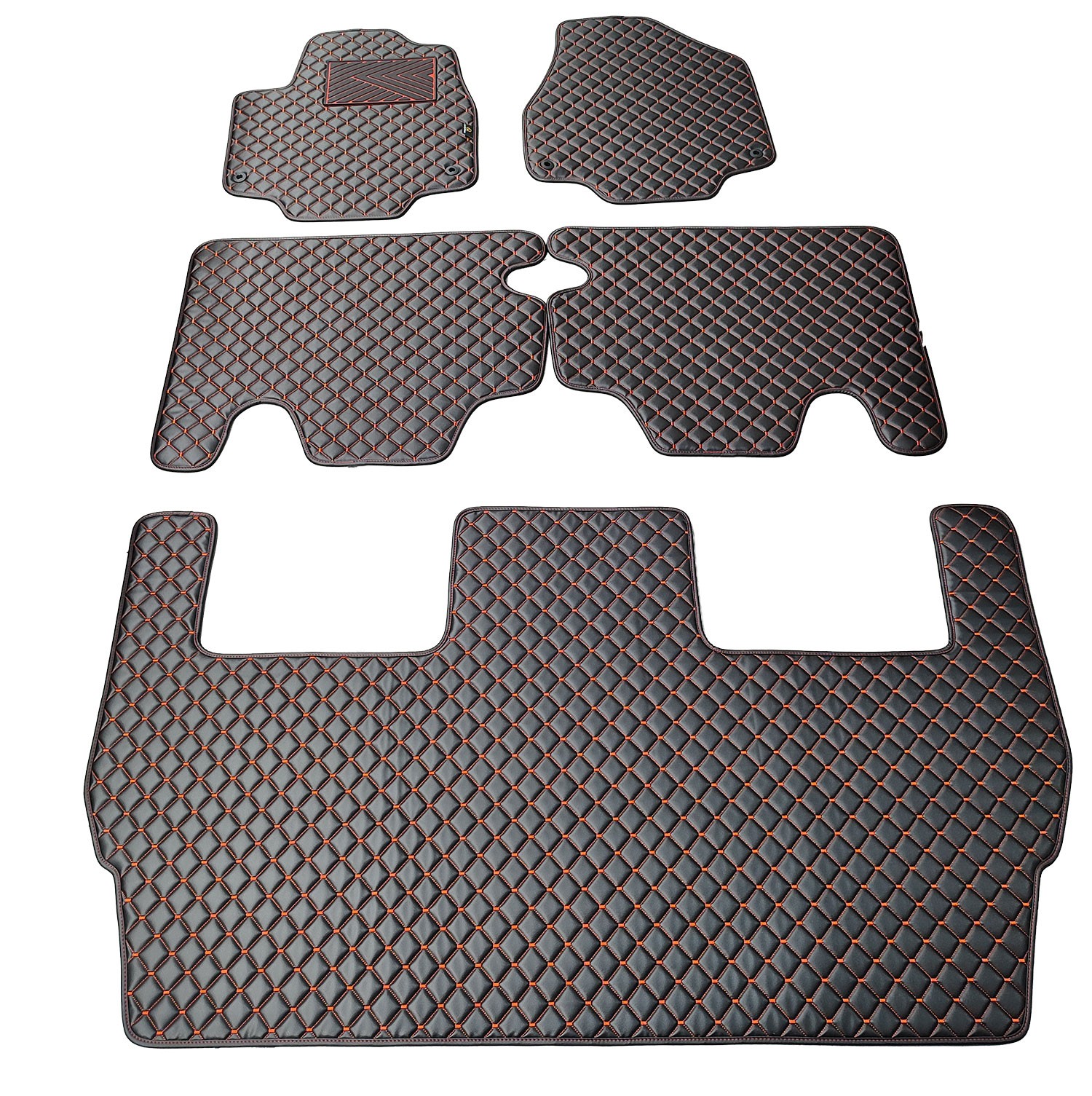  Kilimėliai QuiltyMats CHRYSLER PACIFICA 2016- (I, II ir III eilės, 5 vnt.), Black-Red /16-MAX3 Automobiliniai kilimėliai