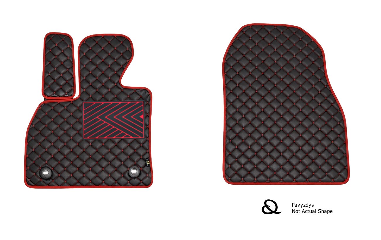  Kilimėliai QuiltyMats JAGUAR F-TYPE 2013-2020 (Coupe) (2 vnt.), Black-Red /16-12 Automobiliniai kilimėliai