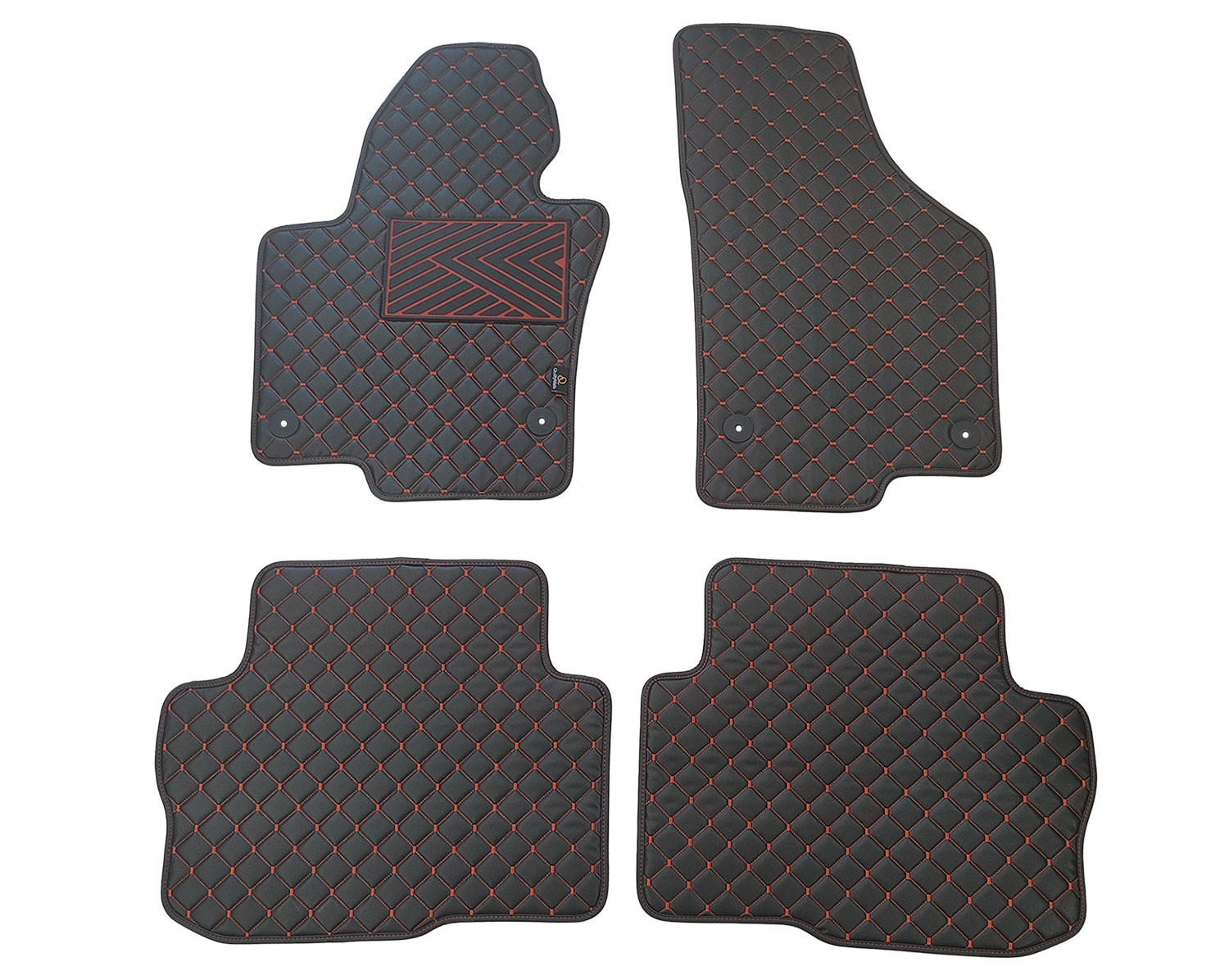  Kilimėliai QuiltyMats SKODA SUPERB 2008-2015 (4 vnt.), Black-Red /16-14 Automobiliniai kilimėliai