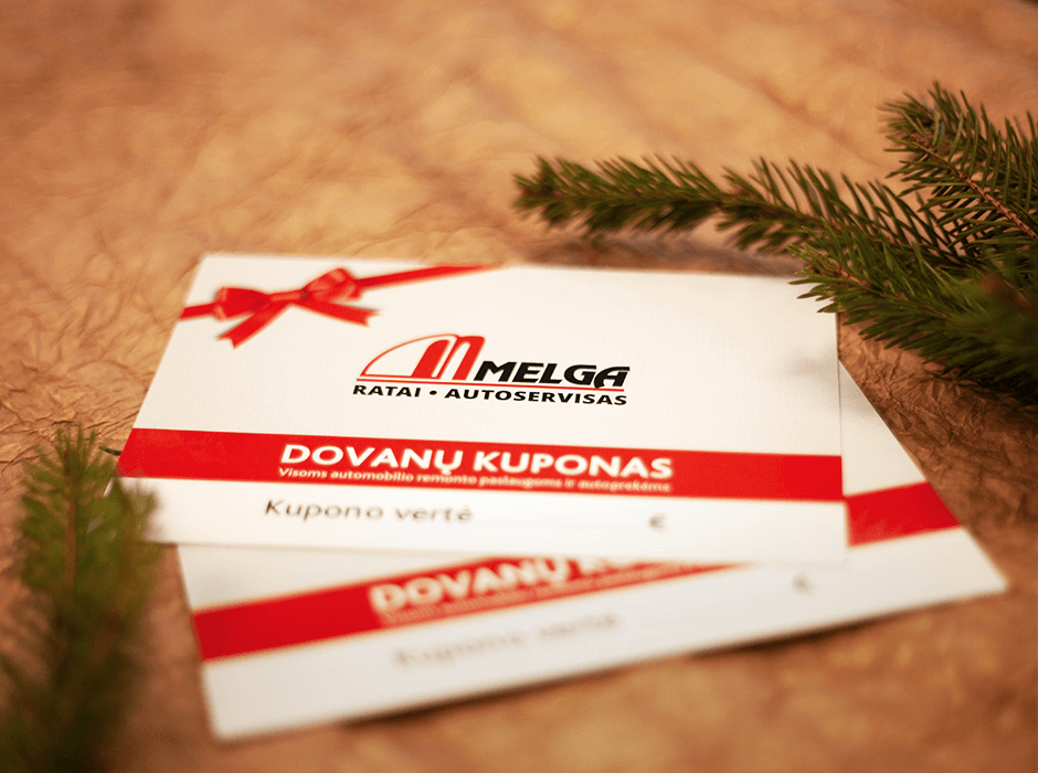 MELGA dovanų kuponas automobilio remontui ir autoprekėms įsigyti